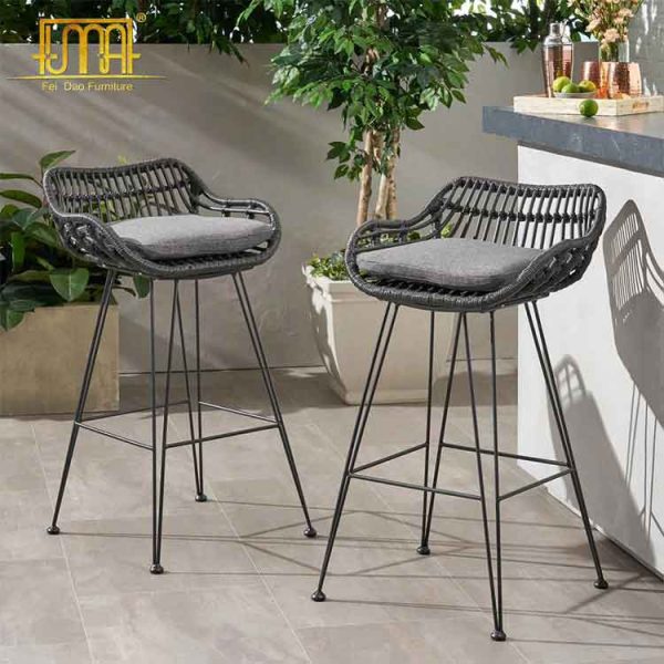 Outdoor wicker bar stools