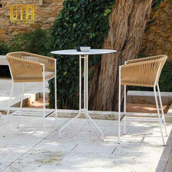 Wicker outdoor bar stools