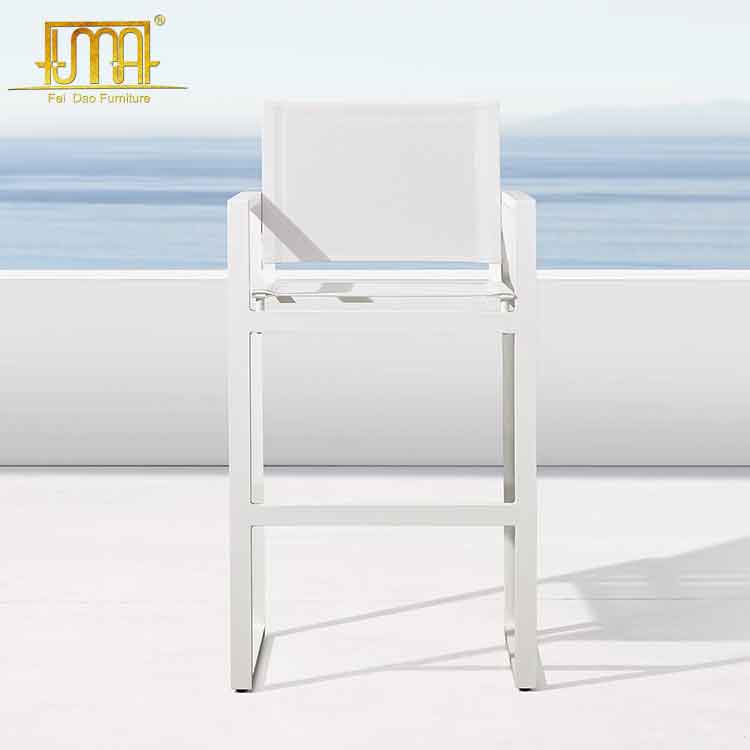 white metal outdoor stool