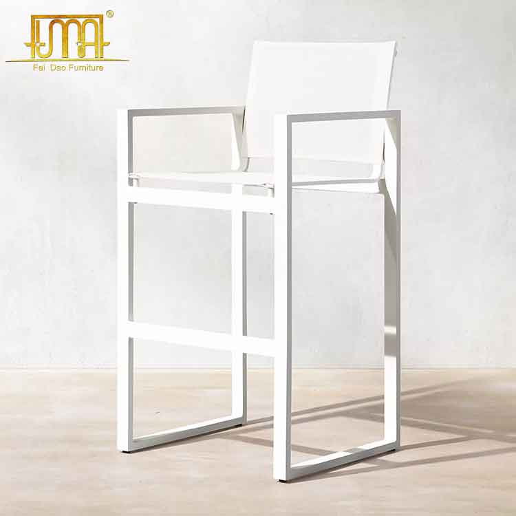 white metal outdoor stool