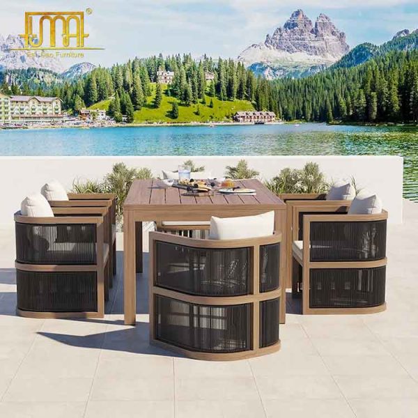 Wooden patio dining set