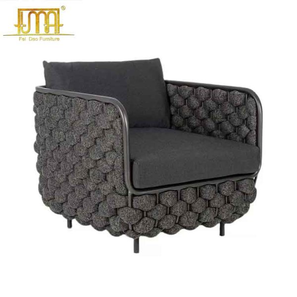 Black metal outdoor sofa