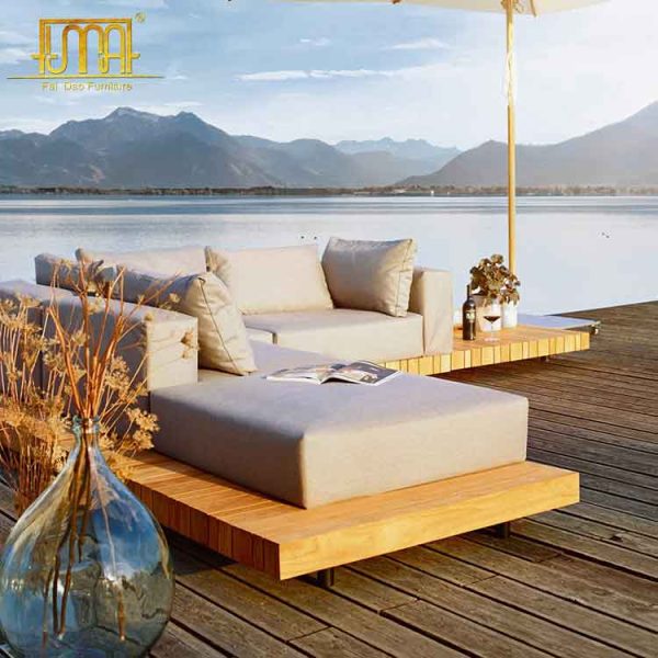 Teak outdoor sectional sofa