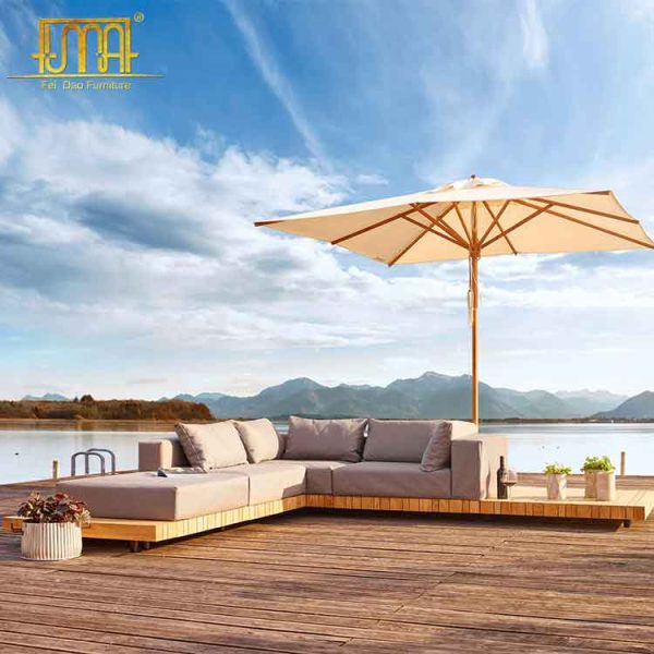 Teak outdoor sectional sofa