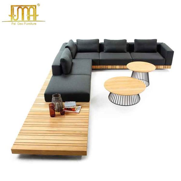 Teak outdoor sectional sofa