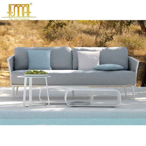 White rattan sofa