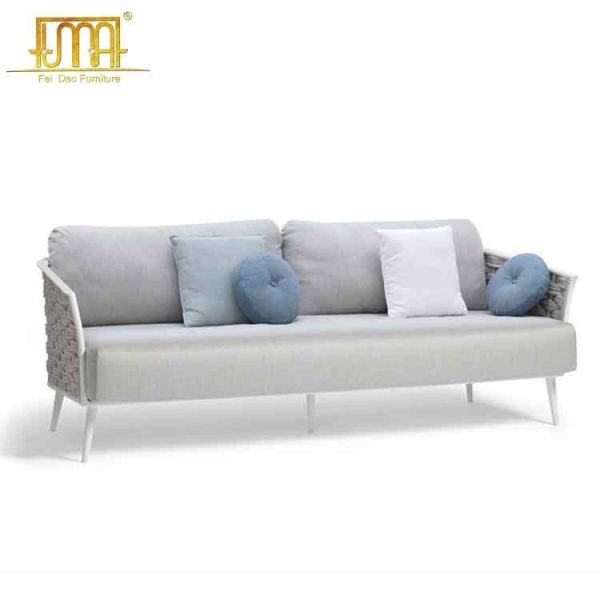 White rattan sofa