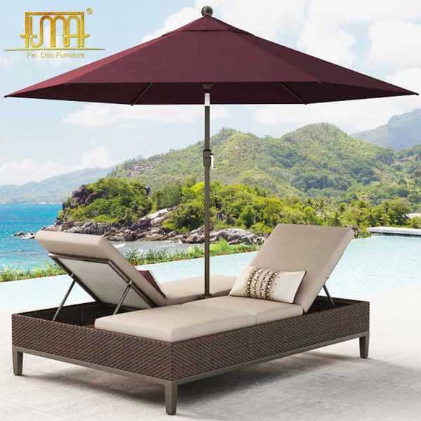 Double sun lounger with canopy