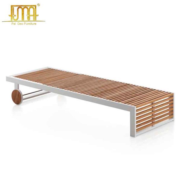 Folding teak sun lounger