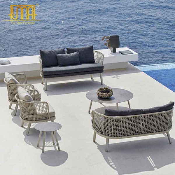 Outdoor wicker sofa set