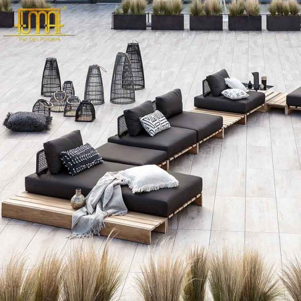 Modern teak outdoor sofas