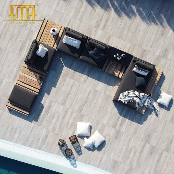 Modern teak outdoor sofas