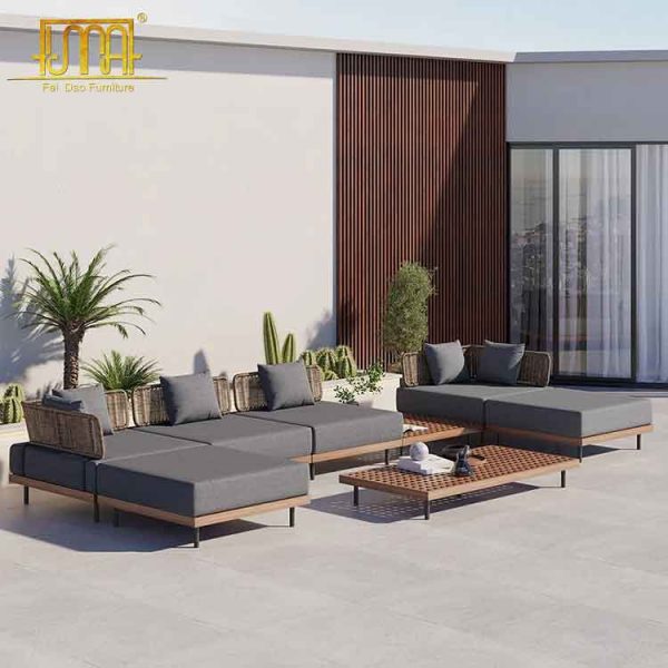 Outdoor wooden sofa