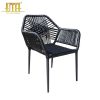Black woven outdoor dining chair