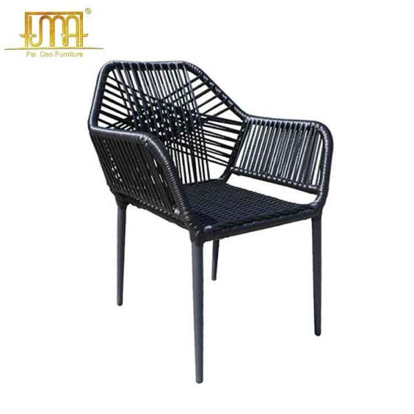 Black woven outdoor dining chair