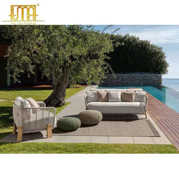 Gray wicker outdoor sofa