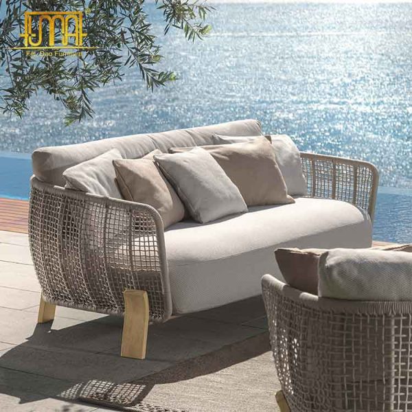 Gray wicker outdoor sofa