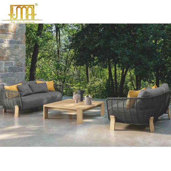 Gray wicker outdoor sofa