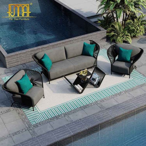 Metal frame outdoor sofa