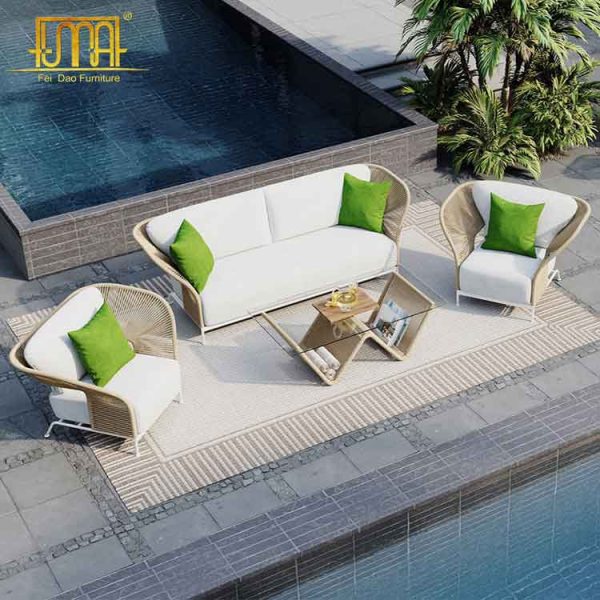 Metal frame outdoor sofa