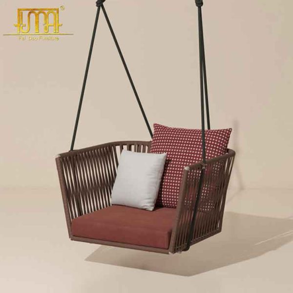 Wicker hanging swing chair