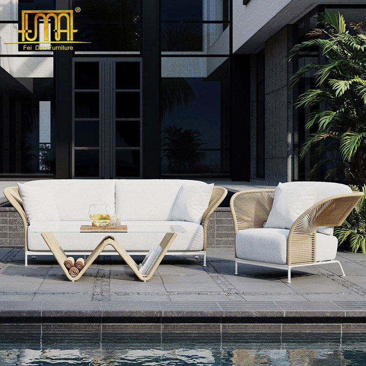 Metal frame outdoor sofa