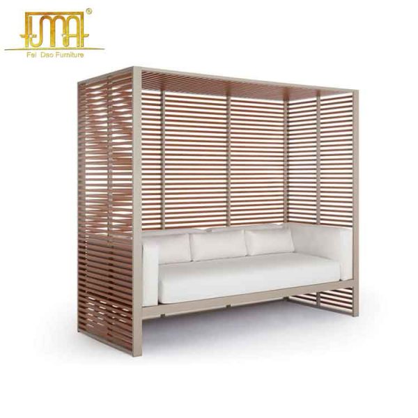 Canopy teak garden sofa