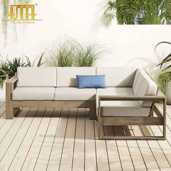 Teak l-shaped sofa