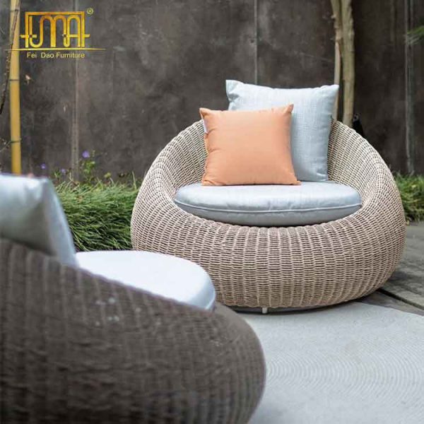 Upholstered garden armchair