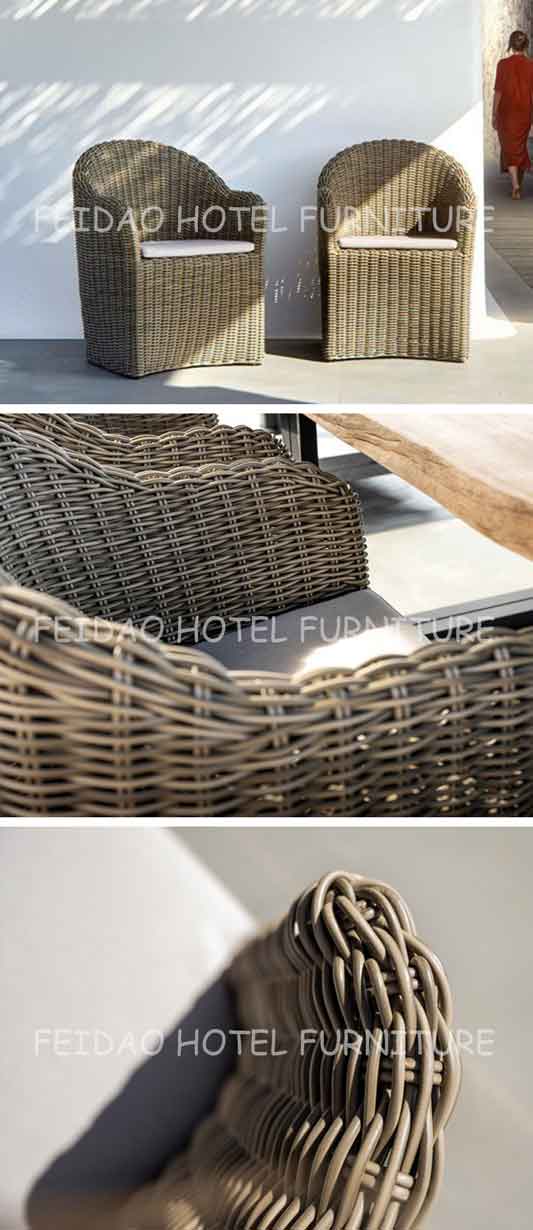 Wicker garden chair with armrests