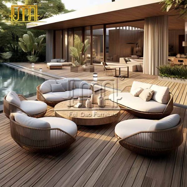 5 Piece Rattan Sofa