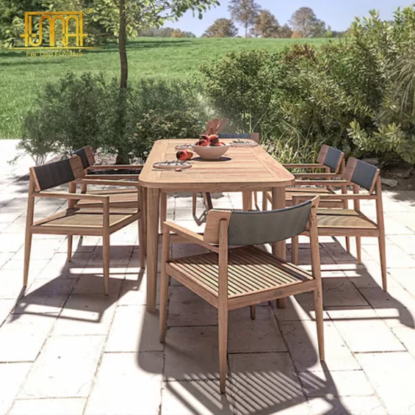 Outdoor Dining Set with Wood