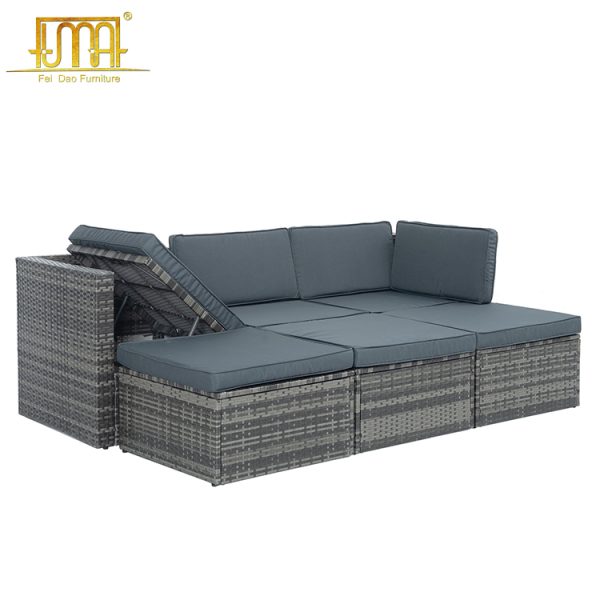 Rattan Corner Sofa with Rising Table