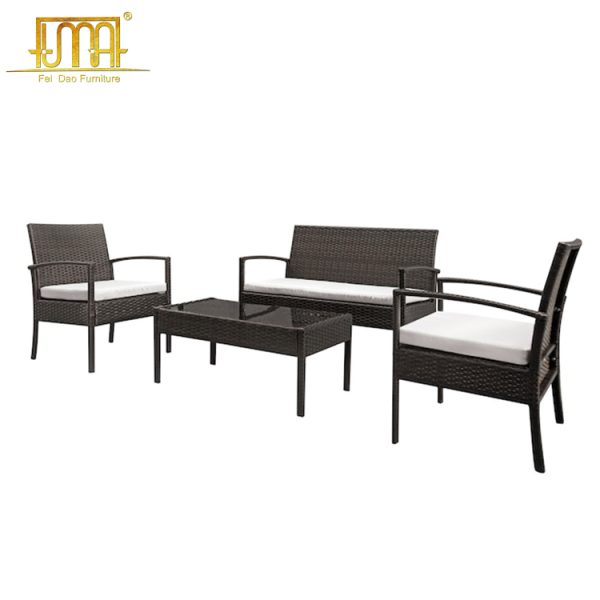 Brown Rattan Conversation Set