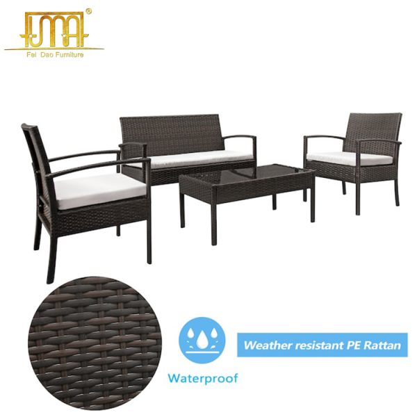 Brown Rattan Conversation Set