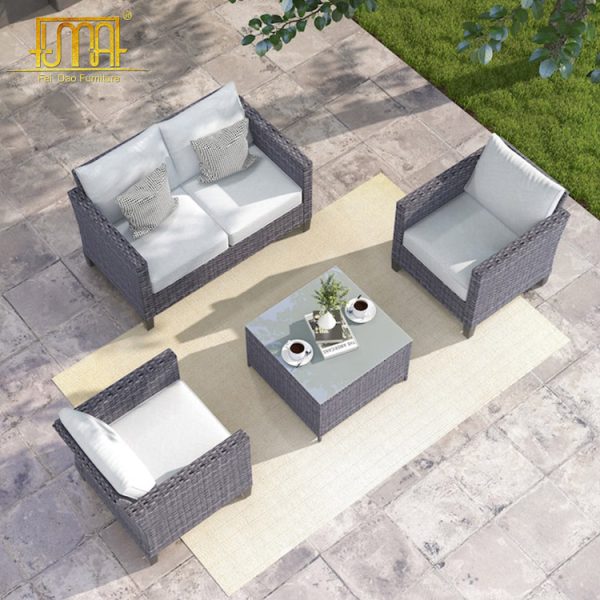 Grey Rattan Sofa