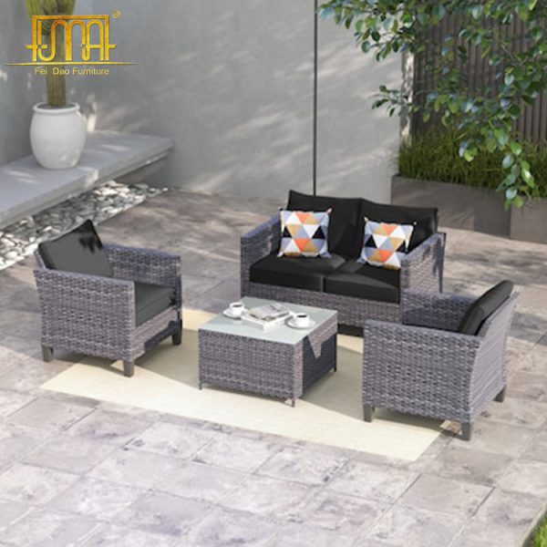 Grey Rattan Sofa