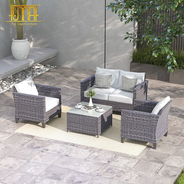 Grey Rattan Sofa