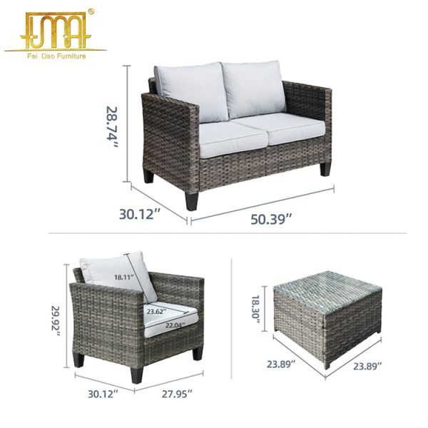 Grey Rattan Sofa