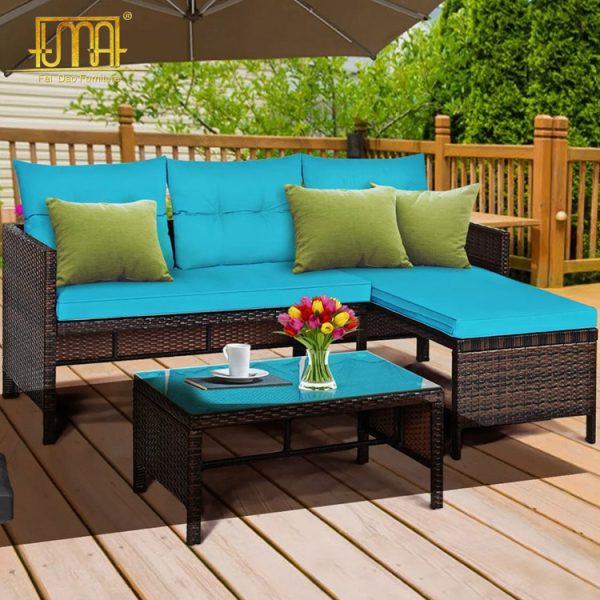 Black Rattan Garden Sofa