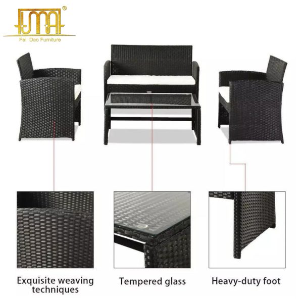 Black Rattan Garden Sofa