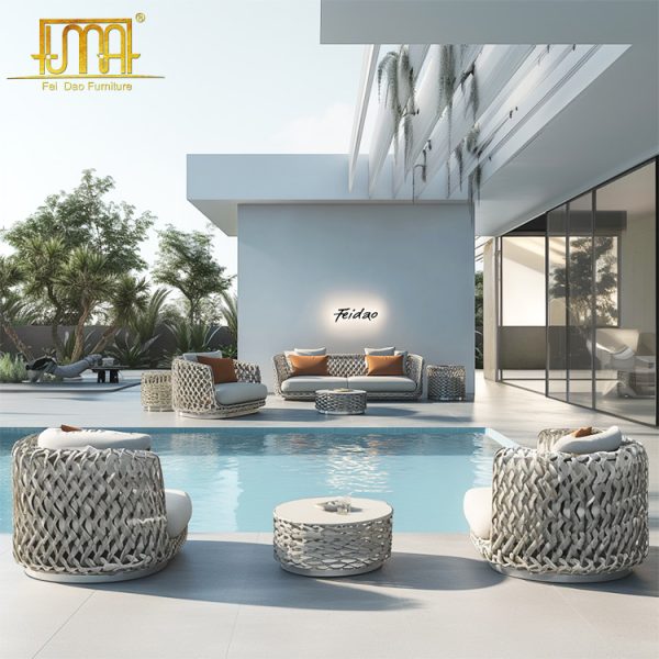 Rattan Sofa and Table