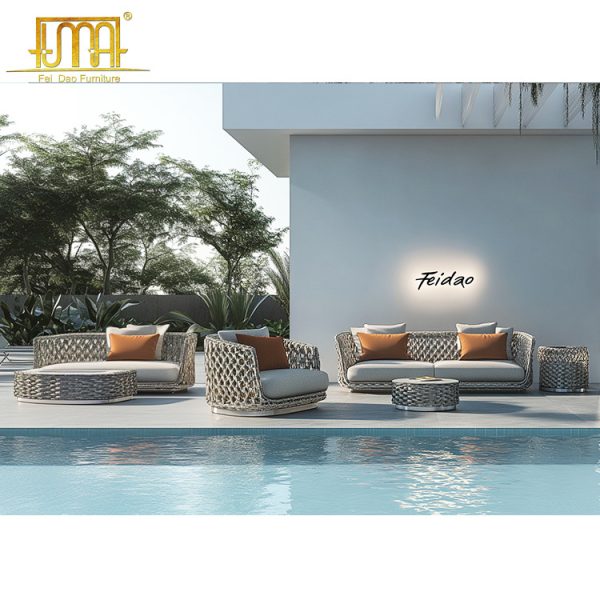 Rattan Sofa and Table