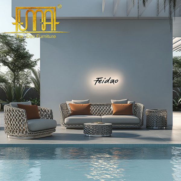 Rattan Sofa and Table