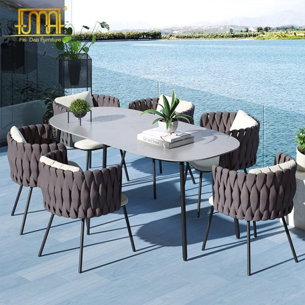 Outdoor Dining Set with Faux Marble