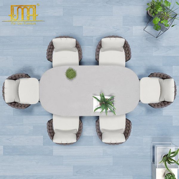 Outdoor Dining Set with Faux Marble