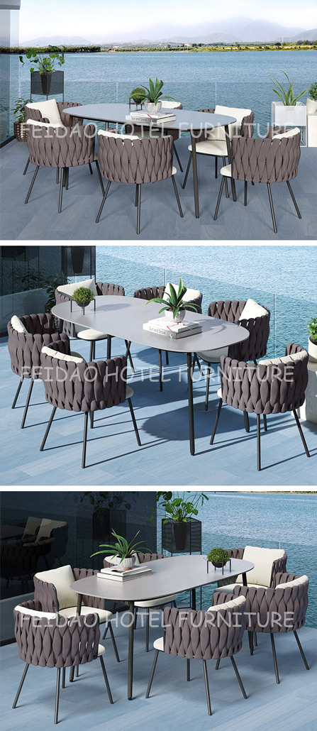 Outdoor Dining Set with Faux Marble